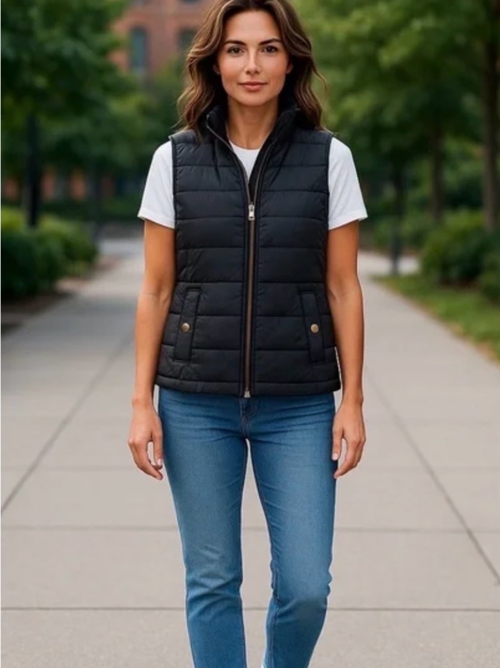 J. Crew Black Quilted Puffer Vest